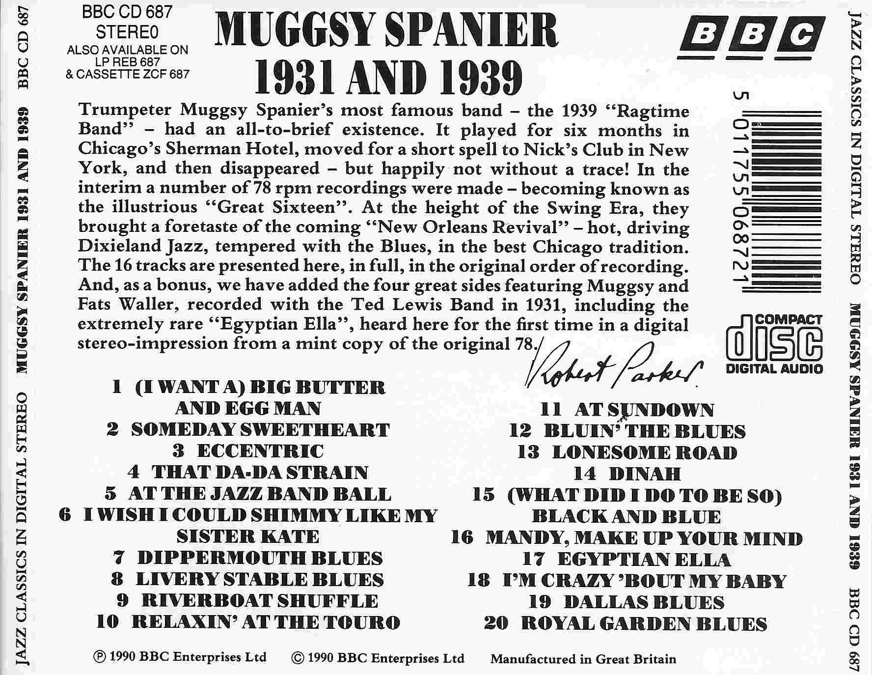 Picture of BBCCD687 Jazz classics - Muggsy Spanier by artist Muggsy Spanier from the BBC records and Tapes library